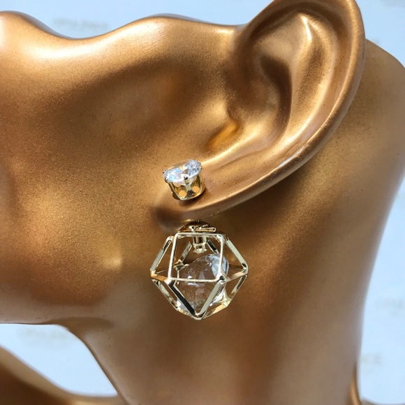 Red Carpet Double Sided Earrings - Gold - Picture 2 of 3